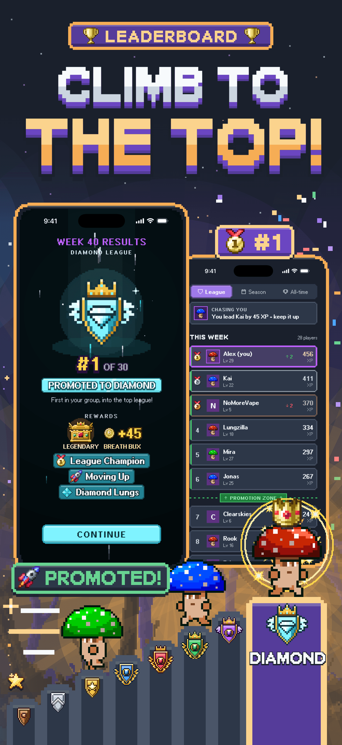 Climb to the top! The weekly leaderboard.